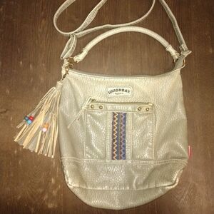 Vintage Unionbay Faded Olive Green Shoulder/Crossbody Bag with Tassel